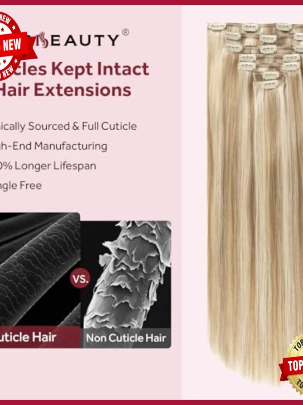 Silky Remy Human Hair Clip-In Extensions, 20 Inch, 120g, 7 Pieces - Picture 4 of 6